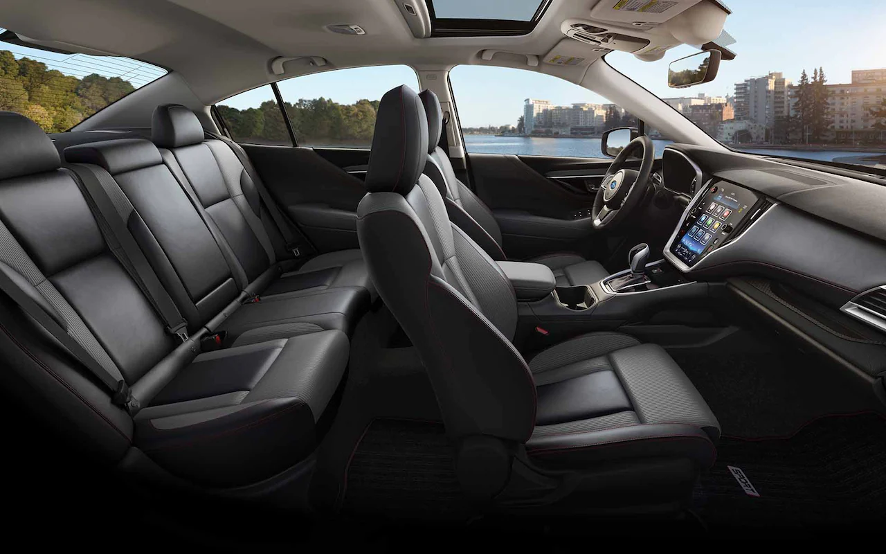 Side view of Two-Tone Gray Cloth seats inside a 2022 Subaru Legacy Sport  T