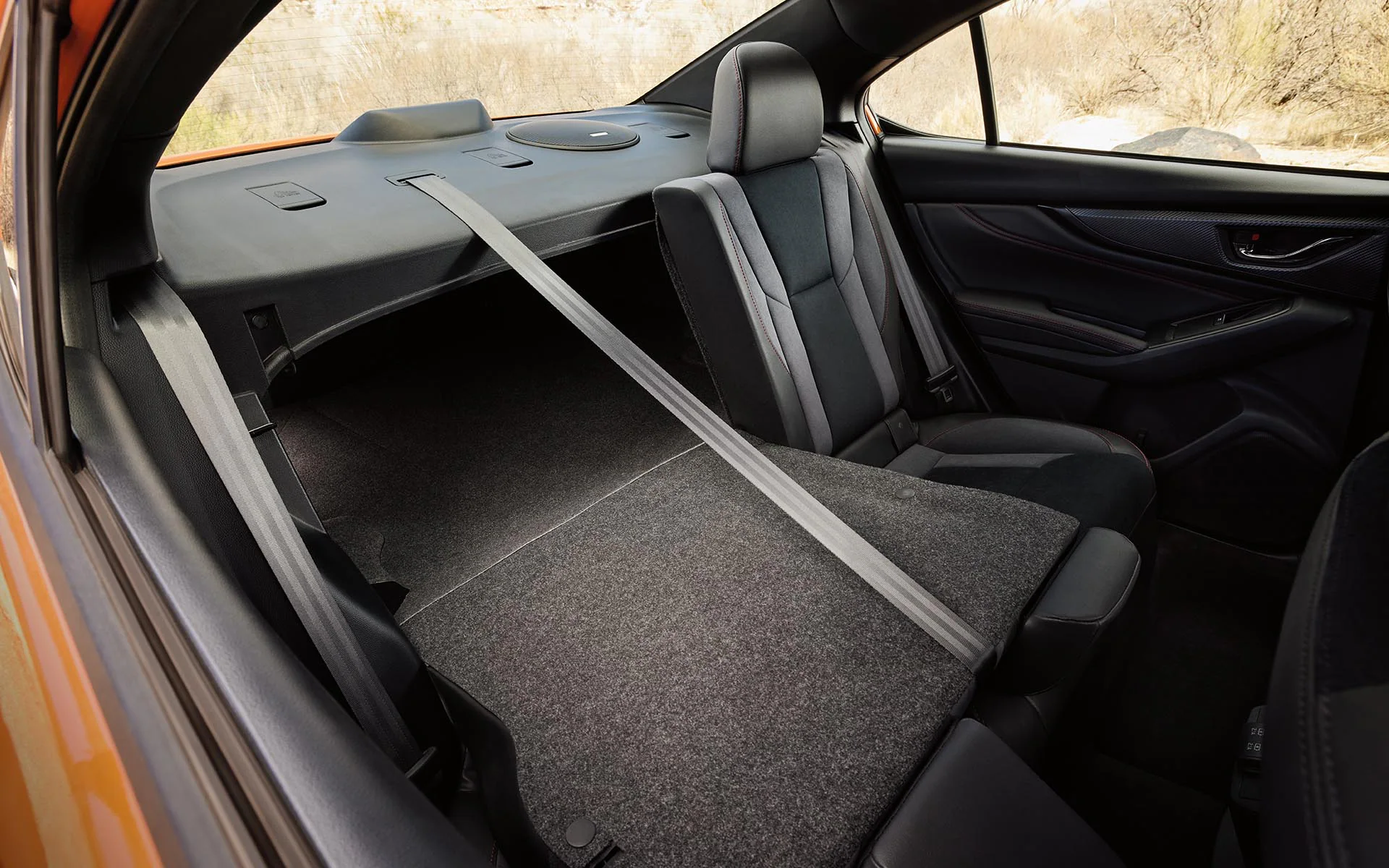 60/40 split-folding rear seat inside a 2022 Subaru WRX
