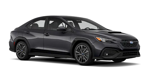 Side angled view of a black 2022 Subaru WRX GT